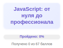Индикатор прогресса курса — процент выполнения и полученные баллы